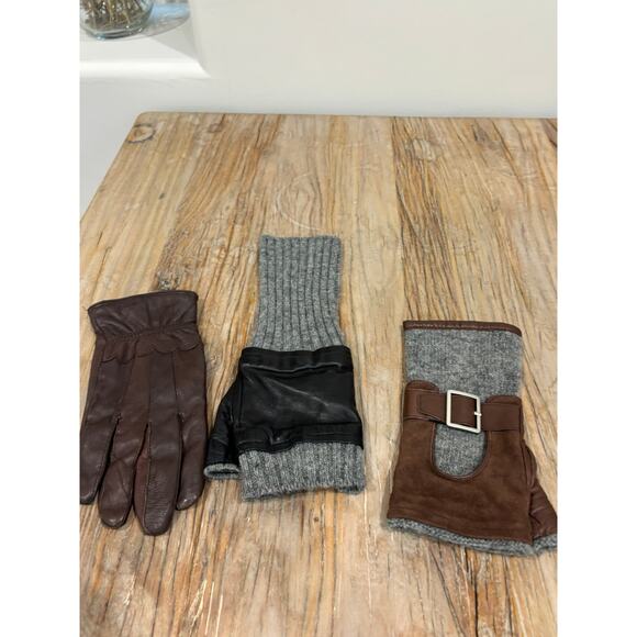 Three Single Gloves Cashmere Leather - Picture 1 of 6